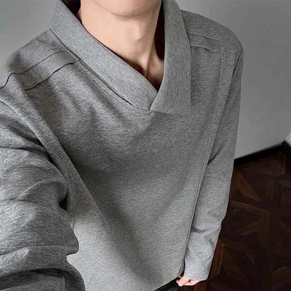 خريف جديد الذكور بلون غير النظامية طويلة الأكمام تي شيرت الأمريكية الرجعية موضة الاتجاه الشارع فضفاض عادية المتخصصة الرجال أفضل 2025 #3