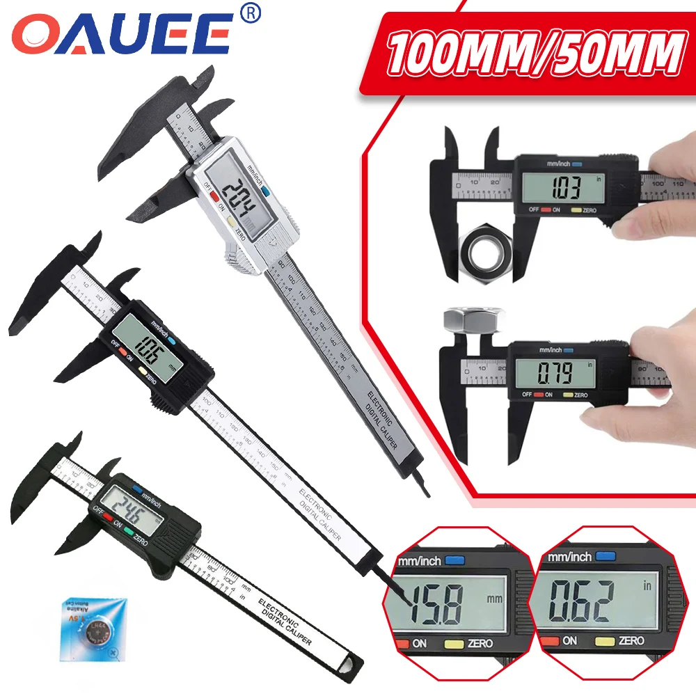 150mm Electronic Digital Caliper 6 Inch Carbon Fiber Vernier Caliper Gauge Micrometer Measuring Tools Digital Ruler with Battery