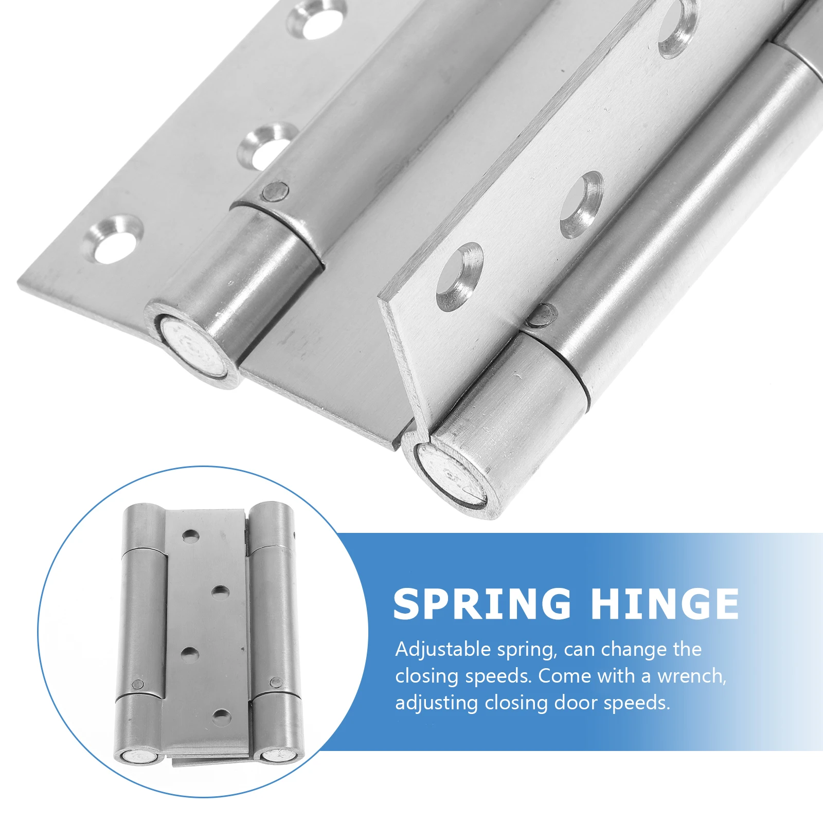 

1 Pair Stainless Steel Door Butt Hinges Heavy Duty Self-Closing Spring Hinges Adjustable Closing Speed Double Opening Garage