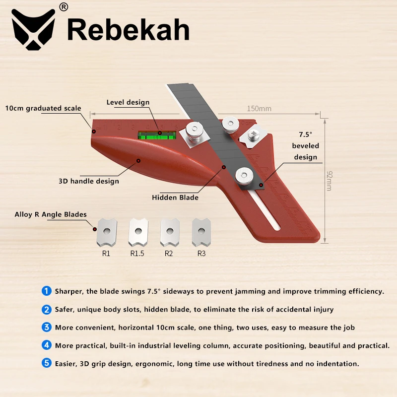 Rebekah Woodworking Edge Trimmer Manual Edge Banding Trimmer for Woodworking Veneer Edge Cutter Tool for Wood Edge Banding