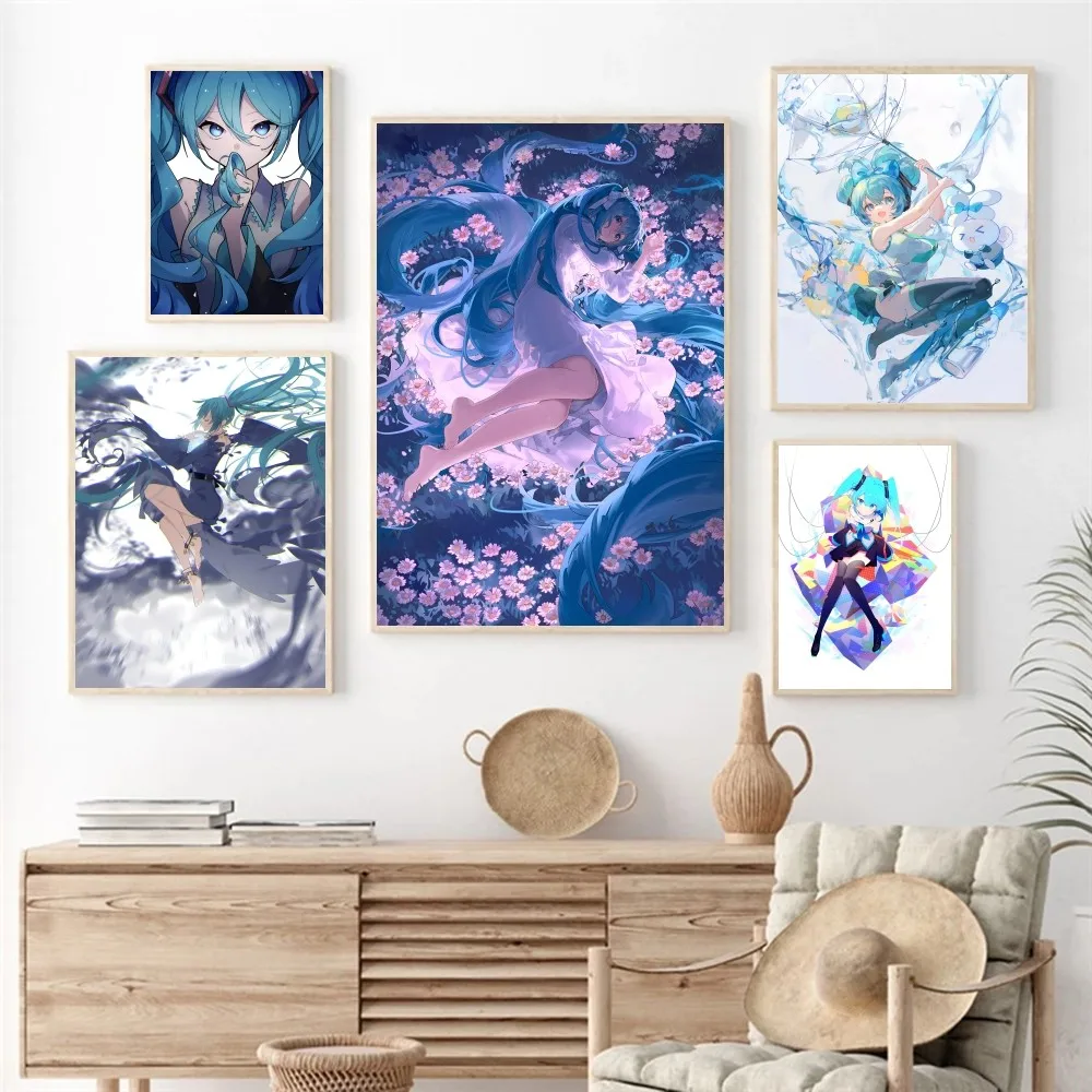 Anime Girl H-Hatsune Miku Poster Paper Print Home Living Room Bedroom Entrance Bar Cafe Art Painting Decoration