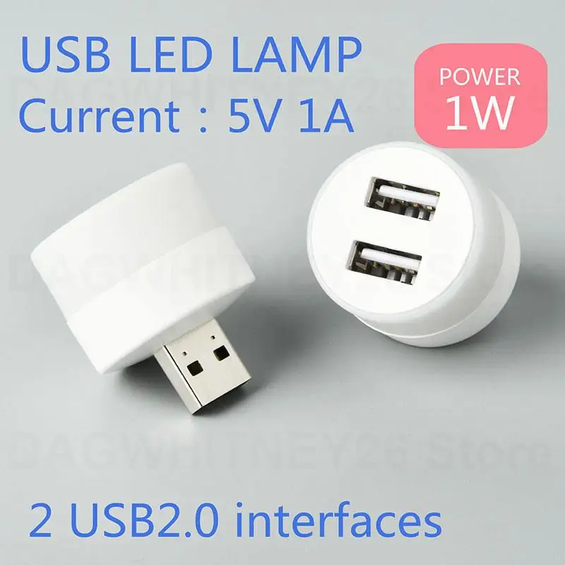 Mini 2 USB DC port Plug Lamp LED Night Light 5V 1W Eye Protection Book reading for Computer Mobile Power Charging U26