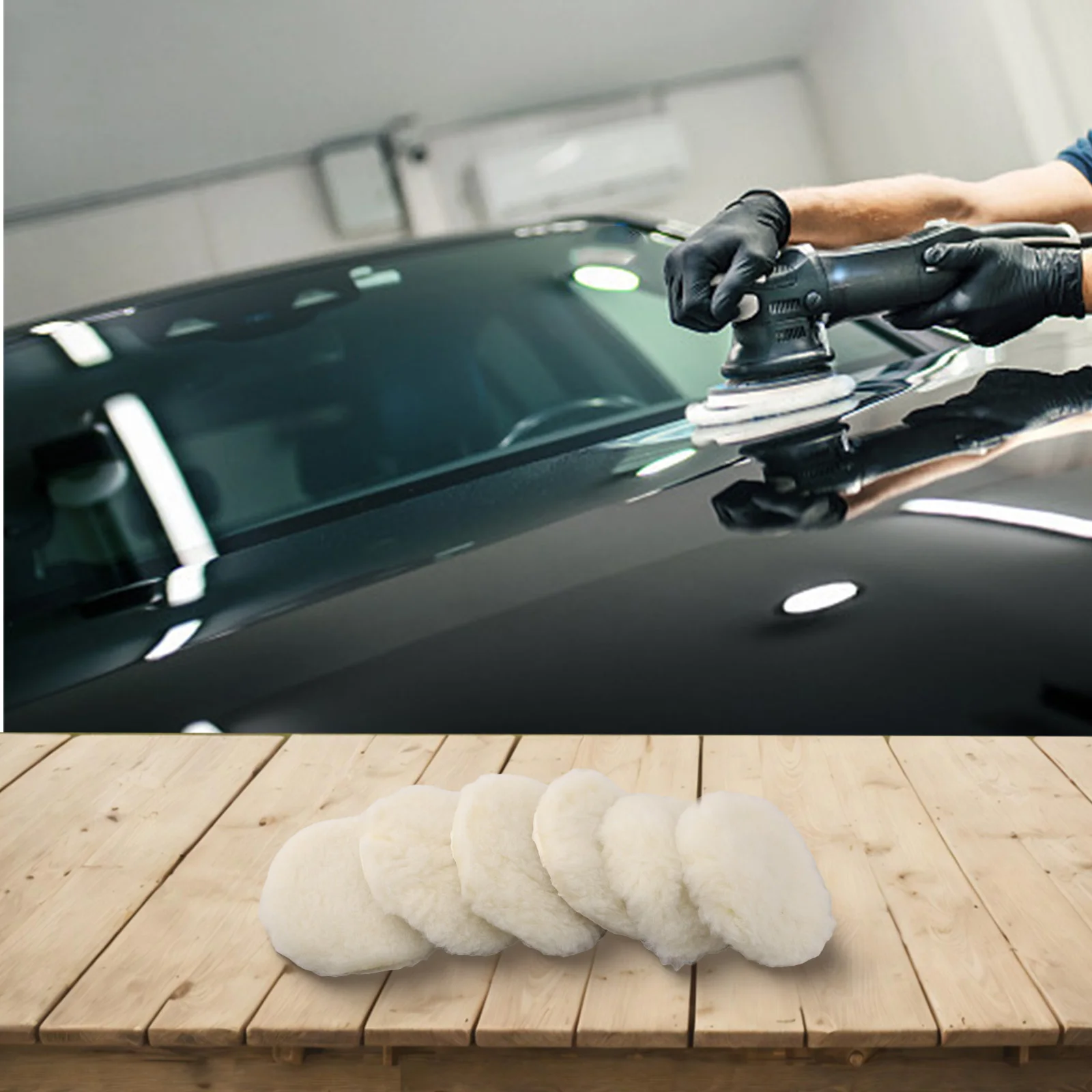 

6Pcs 6 Inch Lamb Wool Polisher Pads for Automotive Marine and Aerospace Buffing Suitable for Hard to Reach Areas