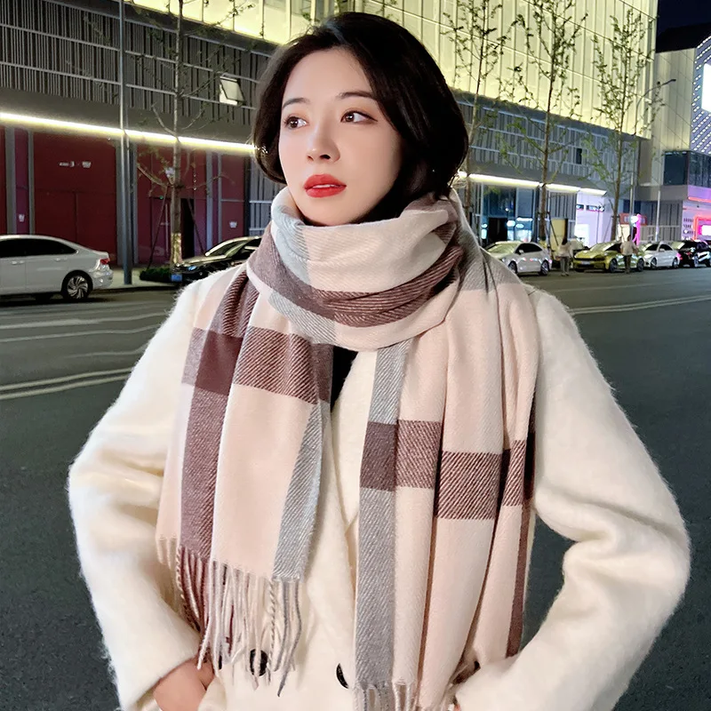 New Warm Knitted Neck Scarf Tassel Couple Women Versatile Autumn and Winter Korean Edition Trend E939