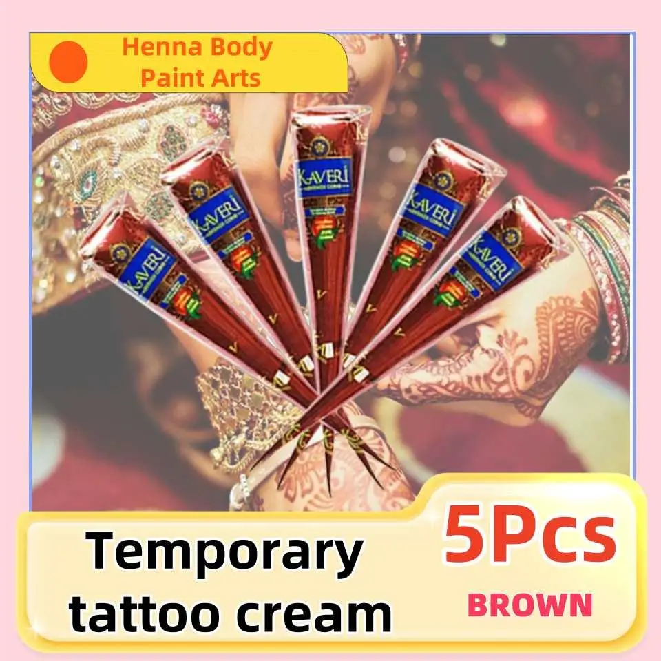 5Pcs Body Paint Wedding Paint Black Henna Body Paint Arts Temporary Flash Tattoo Paste Cones Sexy Tattoo Indian Wedding