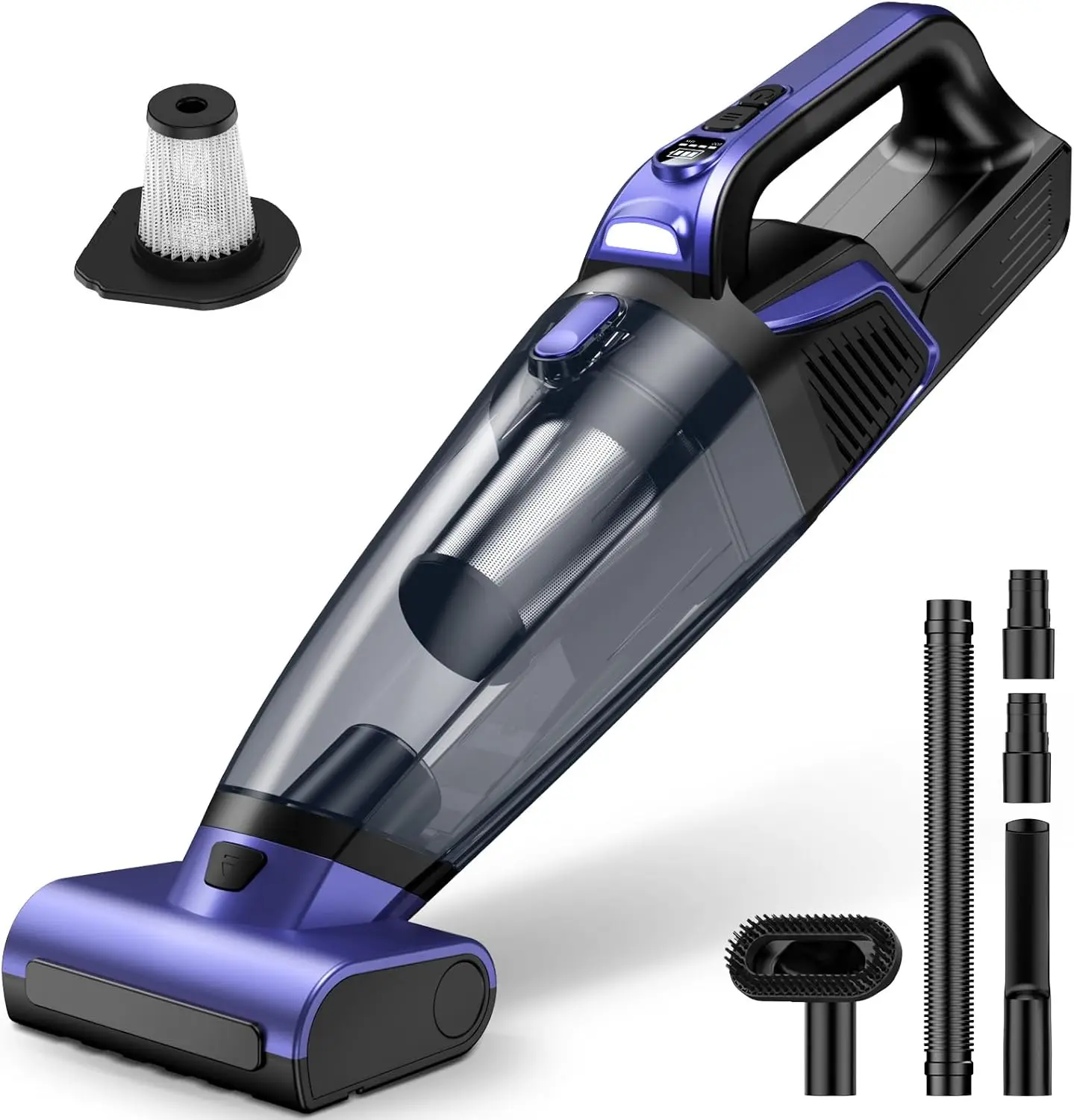 Cordless Handheld Vacuum with 20000PA Suction, Motorized Brush & LED Light for Pet Hair, Car, Home