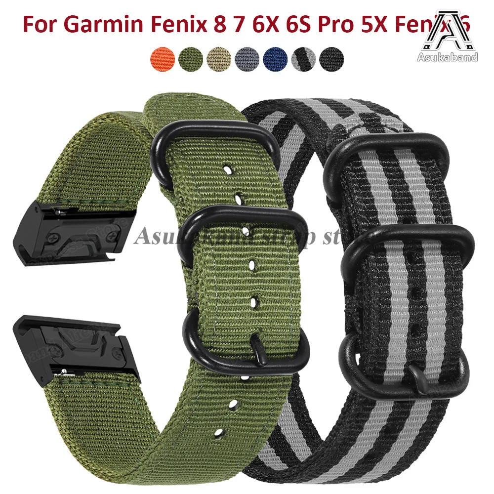 Nylon Watch Strap for Garmin Fenix 8 7 6X 6S Pro 5X Fenix 6 Canvas Bracelets Quick Release 20mm 22mm 26mm for Garmin Watch Band