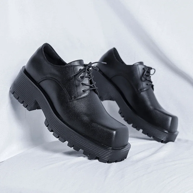 2026Autumn New Derby Shoes Fashionable Luxury Shoes Square Head British Style Low Heel Boots Casual Daily Workwear Leather Shoes