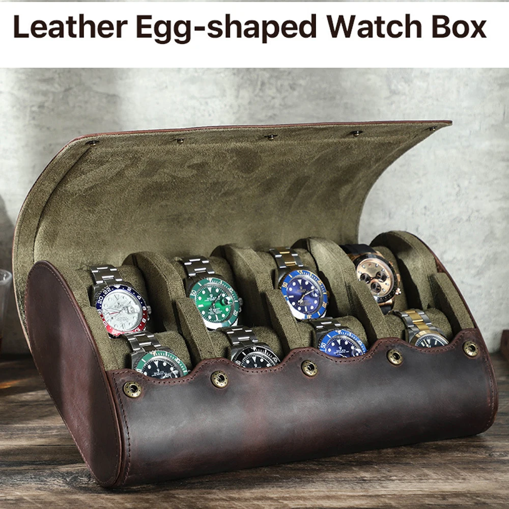 Scatola per orologi da viaggio con 8/6/4/3/2/1 slot Custodia da viaggio per orologi in pelle Crazy Horse Organizzatore per orologi Custodia per orologi marrone