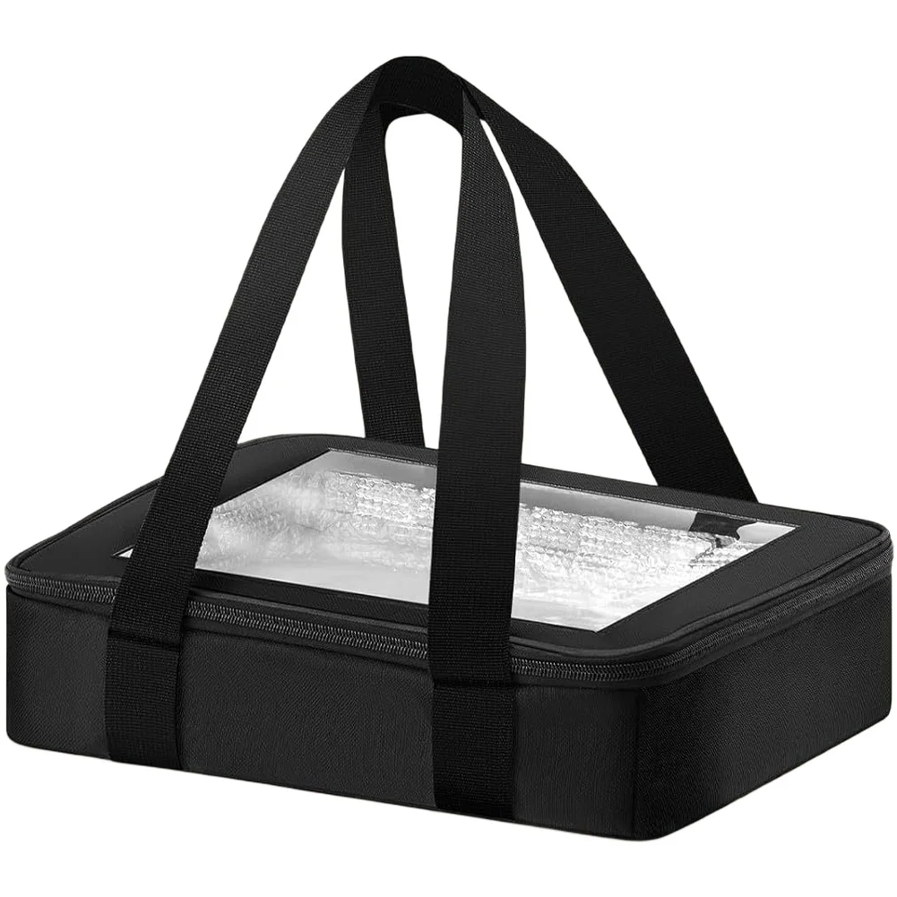 Stackable Food Warmer Tote Oxford Cloth Foil Pan Carrier with Handle and Lid for Hot Food Storage and Transport