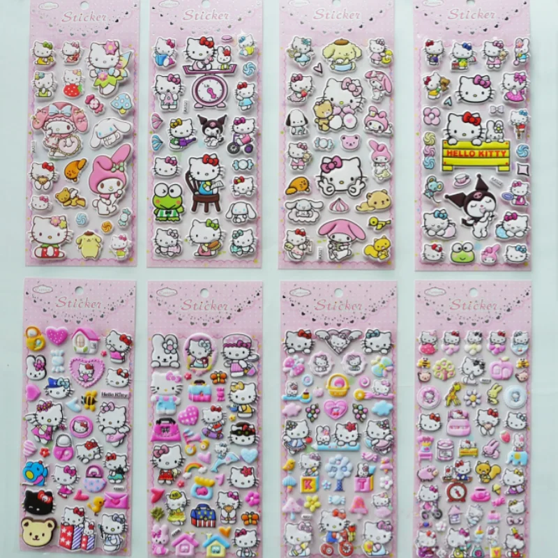 lote-de-24-pegatinas-3d-de-sanrio-kitty-kuromi-keroppi-lindas-pegatinas-decorativas-para-Albumes-de-recortes-diarios-manualidades-etiquetas-adhesivas