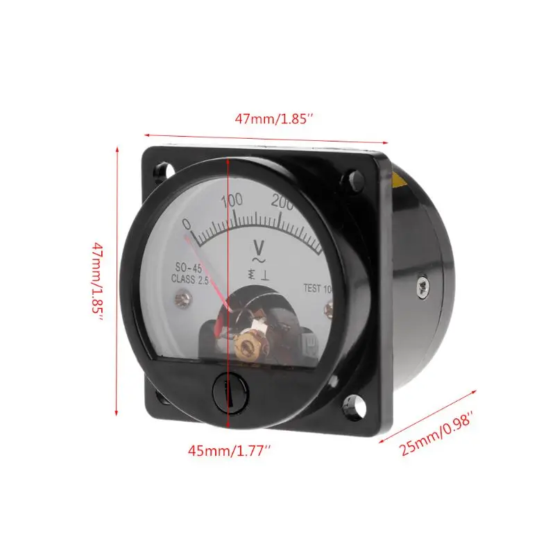 Voltmeter SO-45 AC 0-300V Round Analog Dial Panel Meter Voltmeter Gauge Black