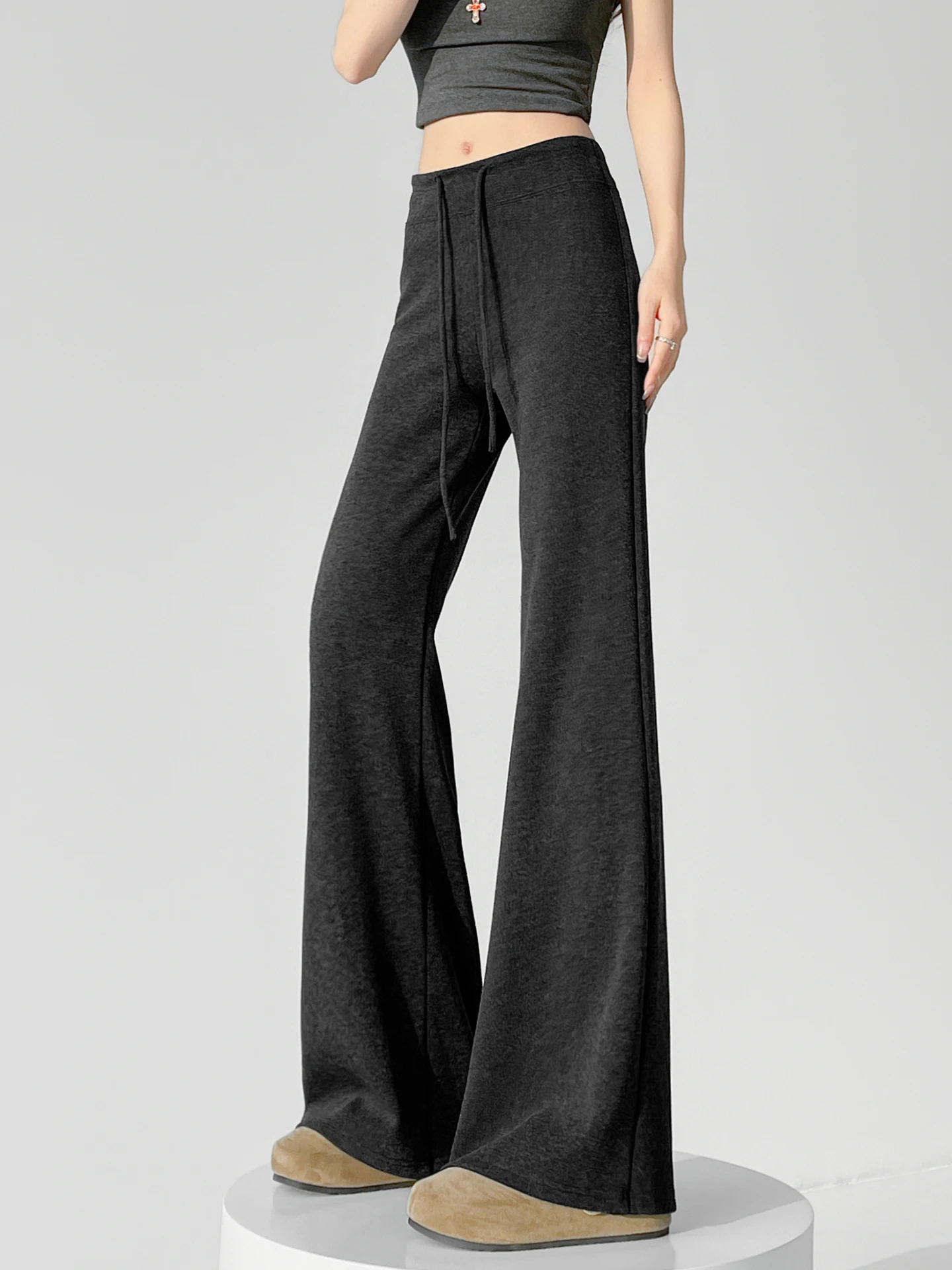 

Американские широкие брюки-палаццо для женщин, летние, с высокой талией, повседневные спортивные штаны, струящиеся, А-силуэт, утягивающие, из поплина