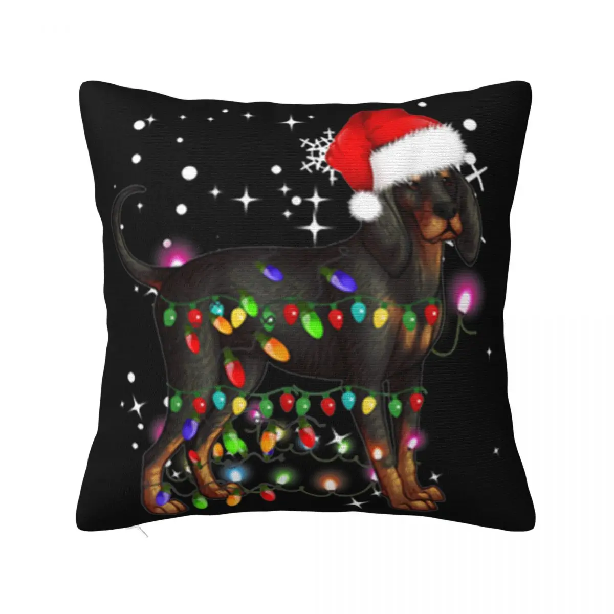 Official Christmas Lights Black And Tan Coonhound Dog Trend Basic Popular Style Top Quality Pillow Case