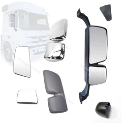 Big Small Side Mirror Glass Lens Heated For Mercedes Benz Actros Mp3 Mirror Chrome Cover Shell Base