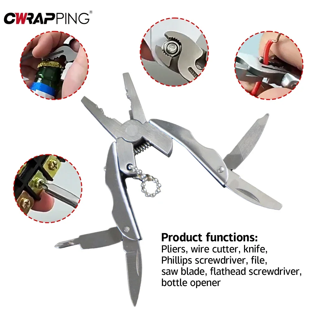 Multifunctional Motorcycle Pliers Knife Mini Accessories Pliers Tool Mini Foldable Stainless Steel Knife Travel Kits Back Plers
