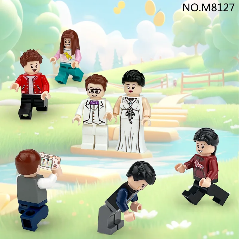 Blocos de construção das crianças brinquedo mini figura bonecas humanóides personagem dos desenhos animados presente aniversário playset educacional para crianças