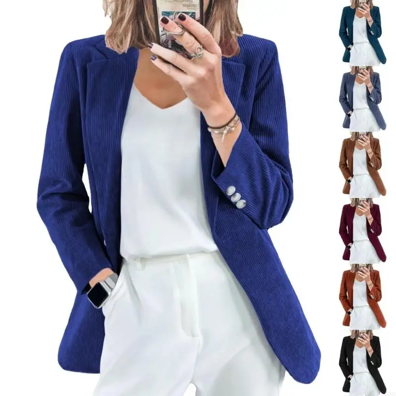 

77HE Женская рубашка с длинным рукавом, приталенный пиджак с зазубренными лацканами и пуговицами спереди