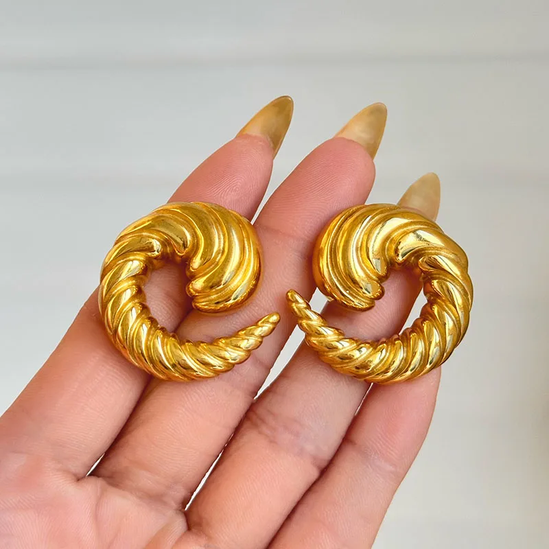 Gypsy dancer swirling earrings stainless steel statement earrings for women chunky stainless steel jewelry non tarnish image 6