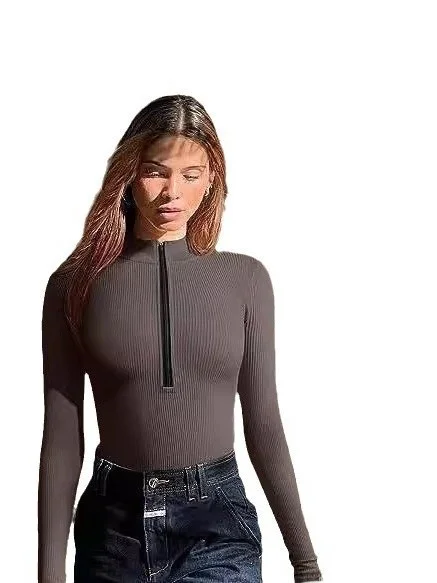 

Sexy Ribbed Slimming f Zipper Jumpsuit High Waist ort Pants Thin Model Chinese Brand Summer Collection Faion Ladies