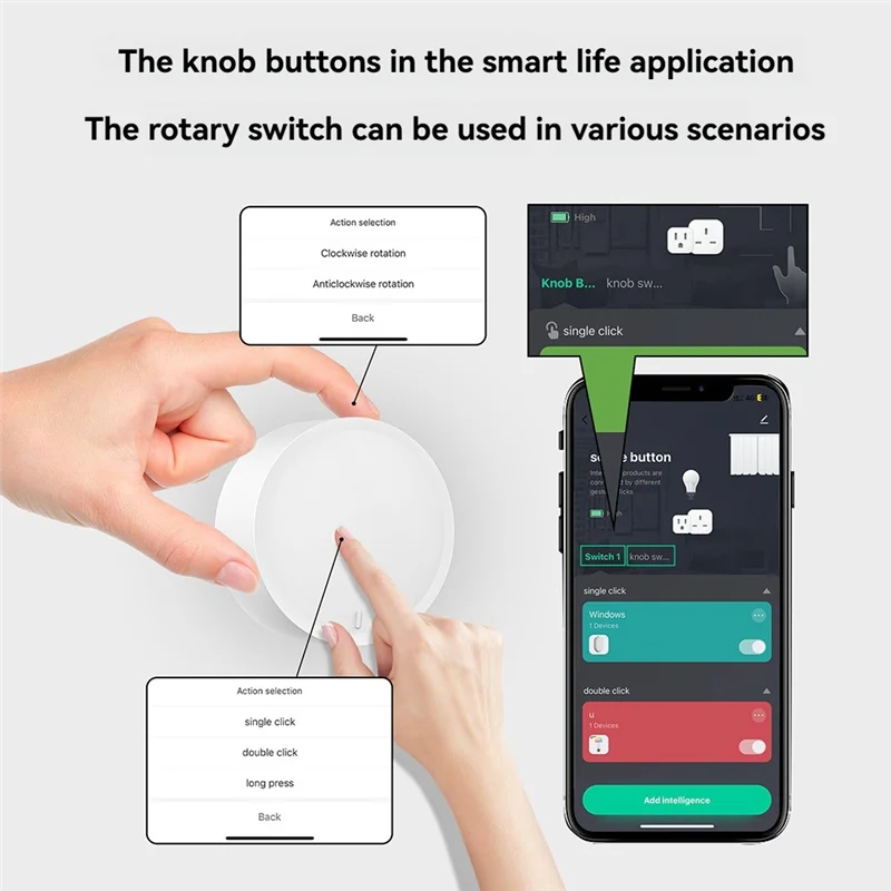 ABKQ-Wireless Zigbee Smart Knob — контроллер сцен для дома, работает с приложением Smart Life, питанием от батареи