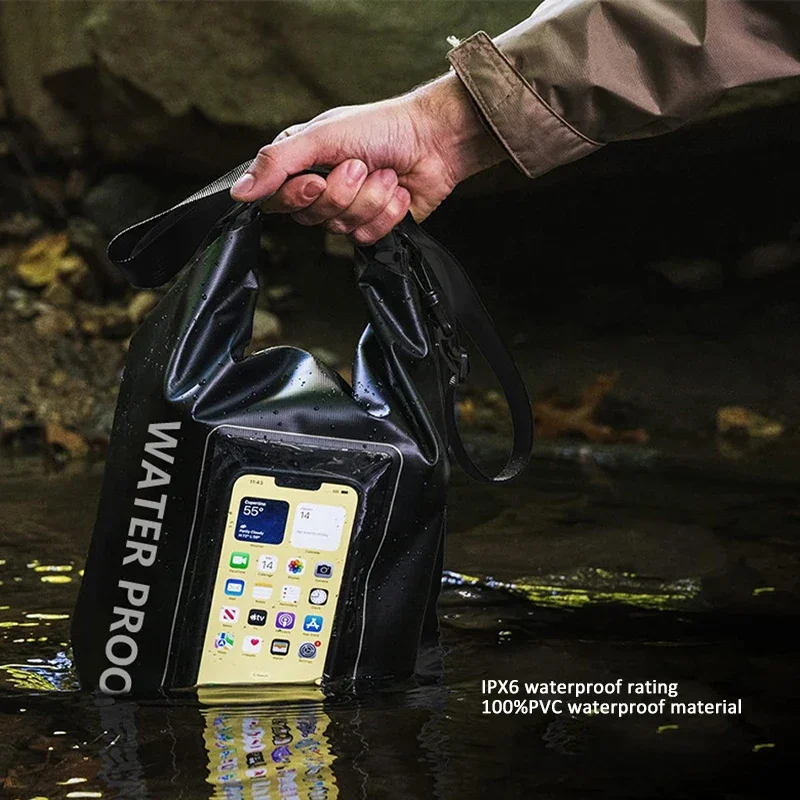 مقاوم للماء بولي كلوريد الفينيل حقيبة جافة 5L السباحة الغوص تجمع العائمة حقائب الكتف كيس شاشة تعمل باللمس في الهواء الطلق الشاطئ الرياضة أكياس التخزين