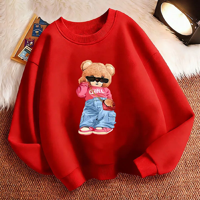 Pullover Streetwear Bären-Design Y2k Kinder-Hoodie Hip-Hop Kinder-Sweatshirt Kapuzenpullover Lässige Hoodies für Jungen Mädchen Kleidung