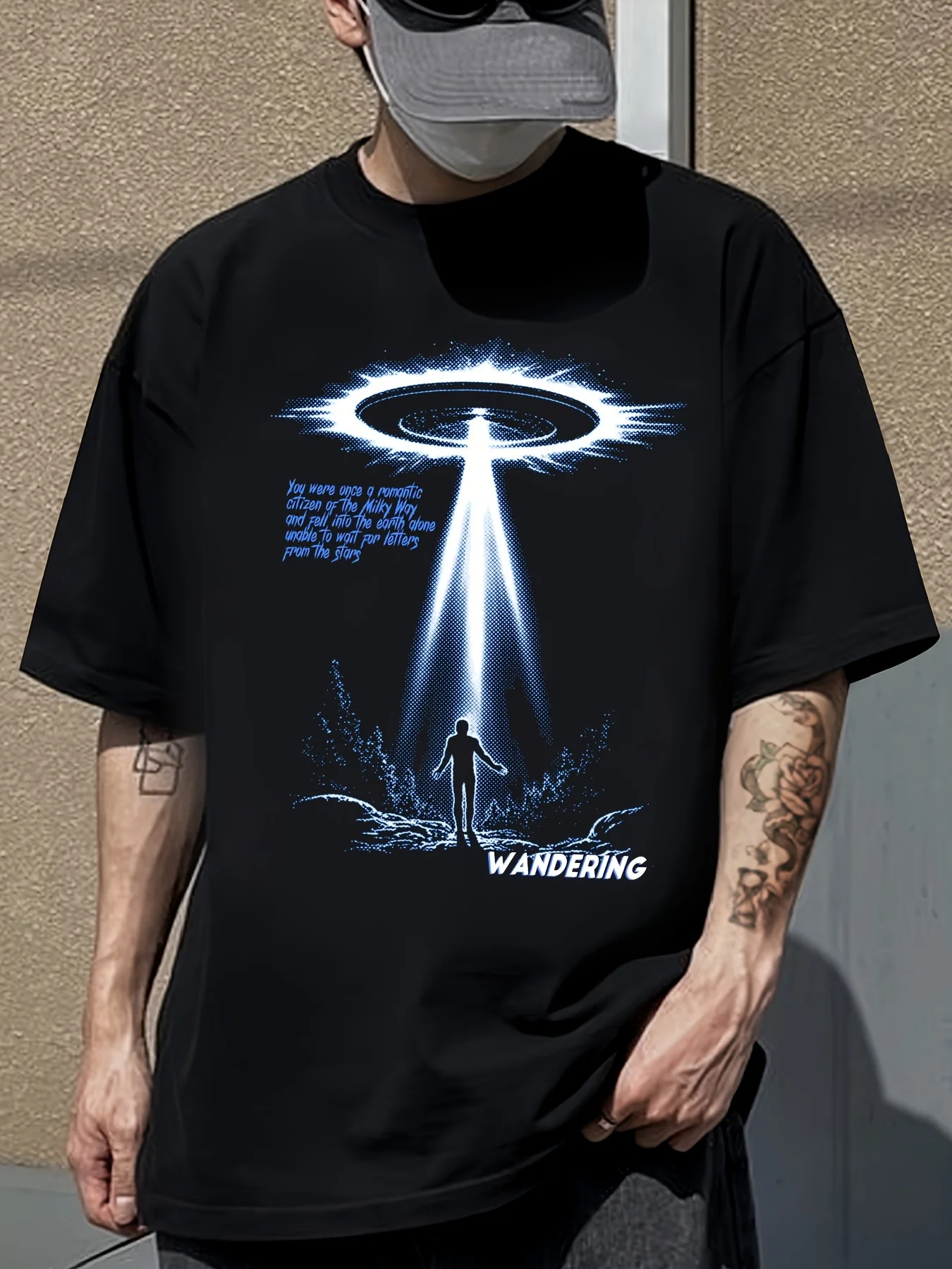 

Мужские футболки, рождественские летние футболки с круглым вырезом из 100% хлопка с принтом инопланетянина, футболка с короткими рукавами, мужская одежда, однотонный цвет