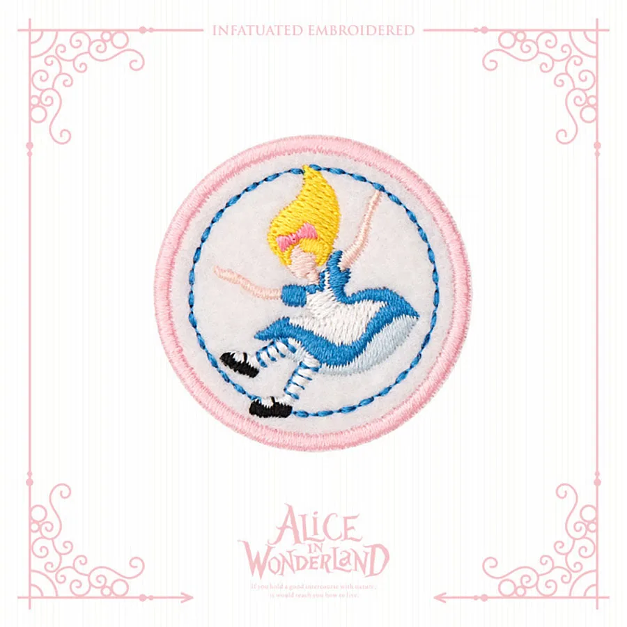 Naklejki na ubrania, ozdobne łaty, modne samoprzylepne łaty, 1 szt. Alice Wonderland