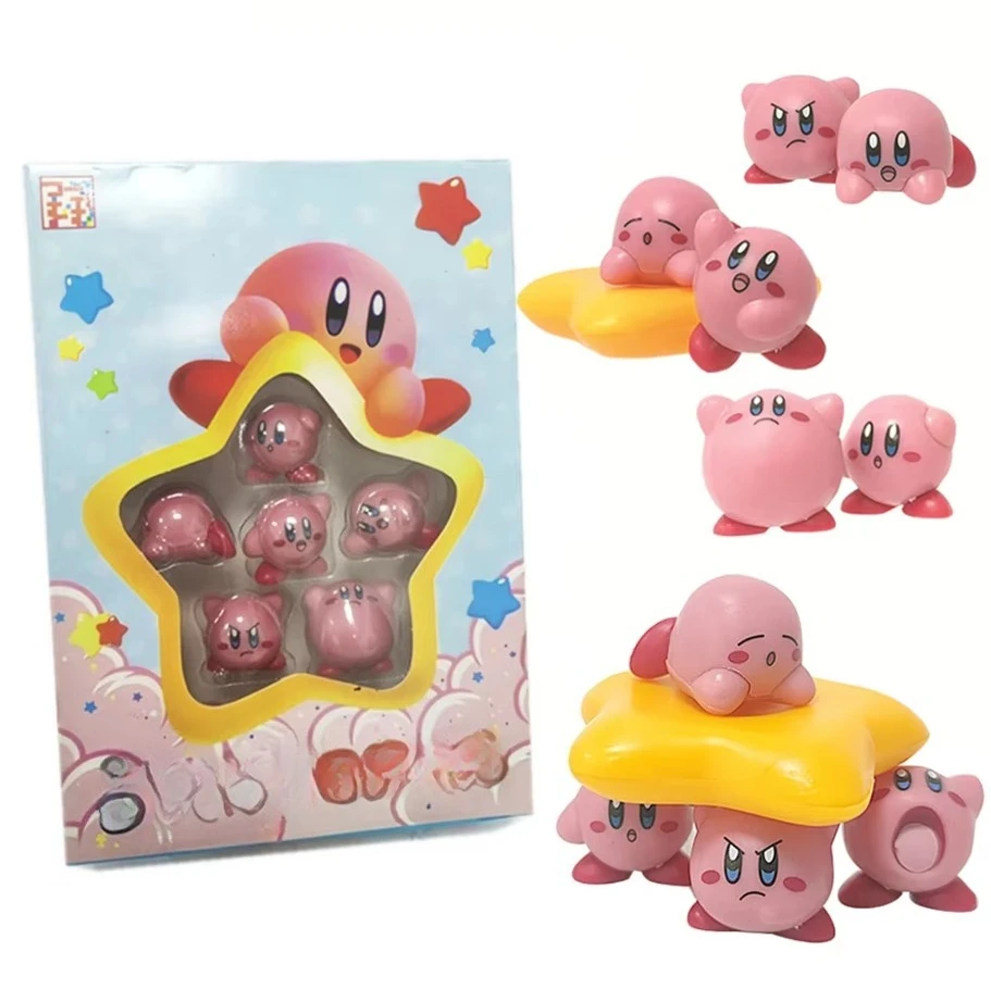 2026@ 11cs/Set Games Star Kirby Anime Figure Cute Cartoon Pink Kirby Mini Figure Decorative Collection Toy For Children's Gifts