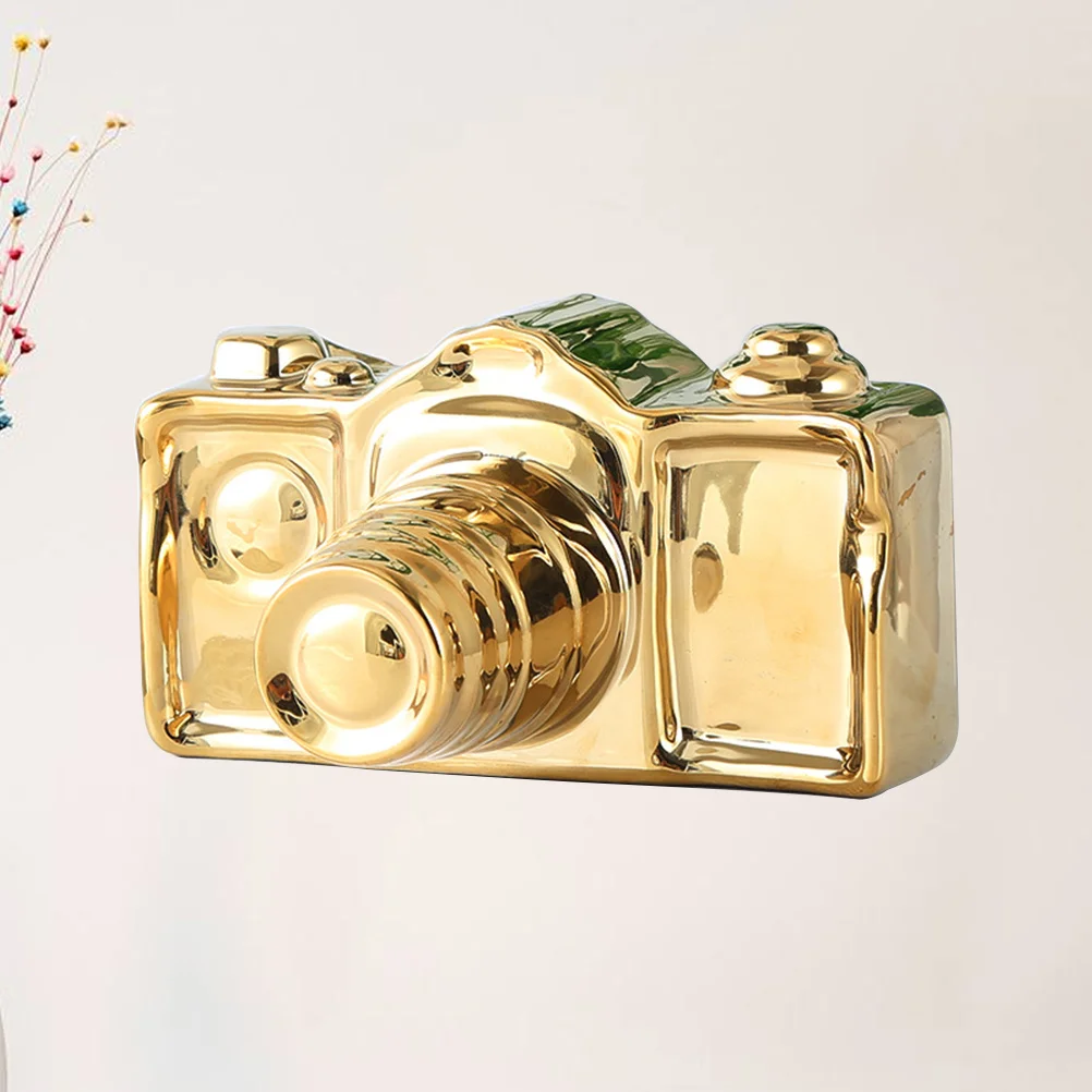 

1Pcs Ceramic Camera Ornament Golden Nordic Style Desktop Decoration Creative Unique Home Office Table Adornment