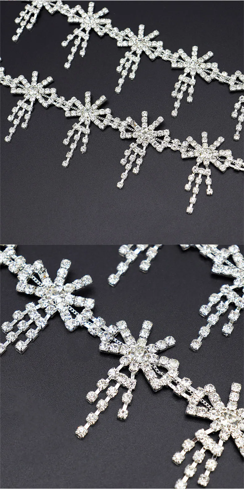 5 Meter Strass-Kettenborte mit Fransen, glitzernde Kristall-Accessoires, DIY Hochzeitsdekoration, Geschenk, Schleifenform, Strassband – Detail 4