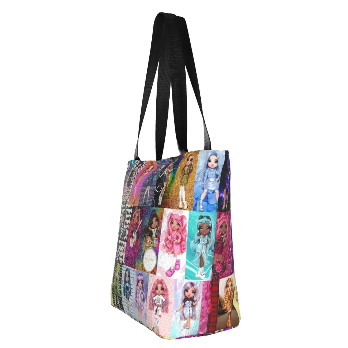 Fashion Printed Rainbow High Collage Tote Shopping Bag Recycling Canvas Shopper Shoulder Cartoon Anime Handbag