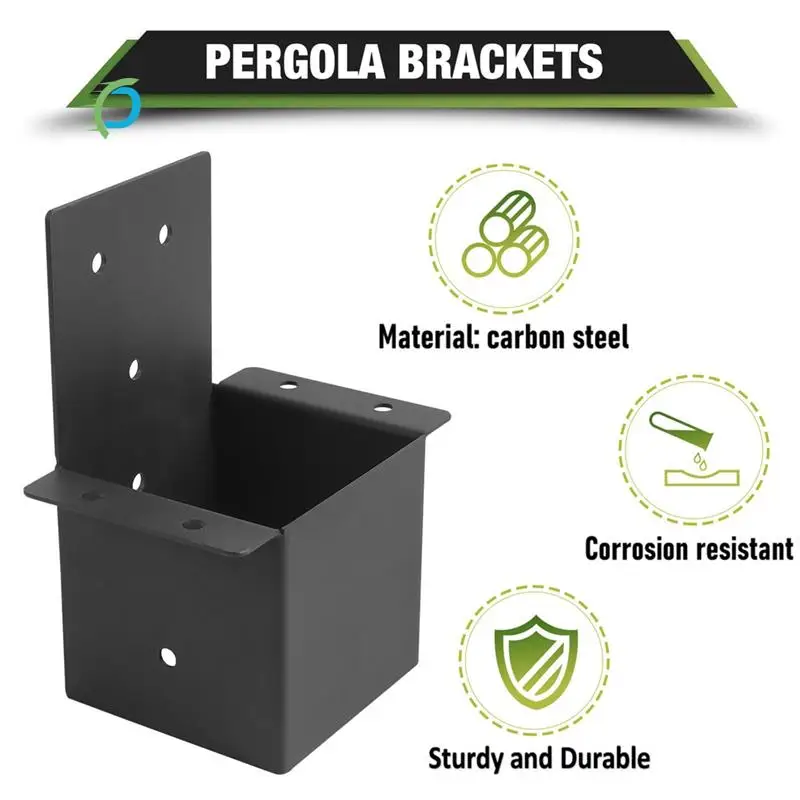 A20Q-4 pièces supports de Pergola 4x4 pouces (réel 3.6x3.6 pouces), supports de poteau de défaut, Kit de Pergola, supports de Gazebo support de montage mural