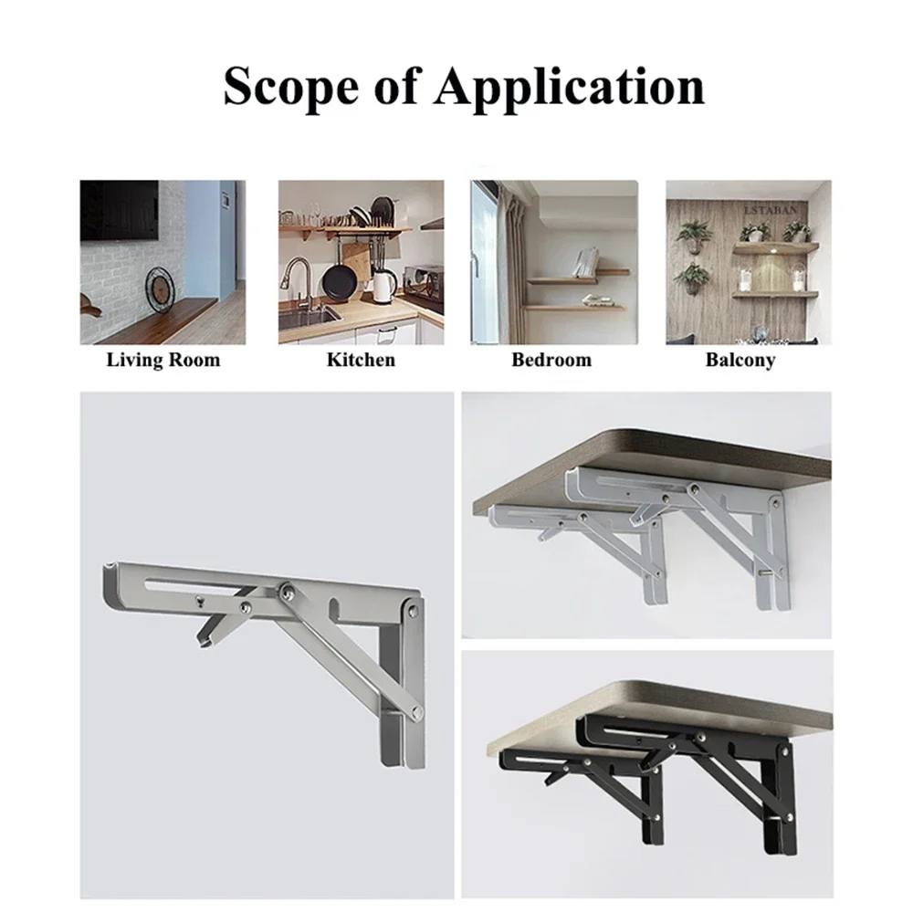 2Pcs 6-20 Inch Stainless Steel Billy Triangle Bracket Heavy Duty Thicked Folding Shelf Bracket Laminate Bracket Wall Decoration