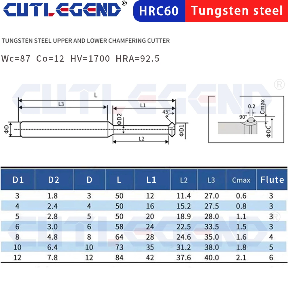 1PC Front Back Deburrer Double Angular Chamfering Cutter Inner Chamfer 90 Degree for Metal Hole Internal Burr Removal CNC Tool