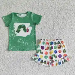 GSSO0108 Promotion Toddler Items Boutique Clothes Short Sleeve Top With Shorts Kids Girl Clothes set