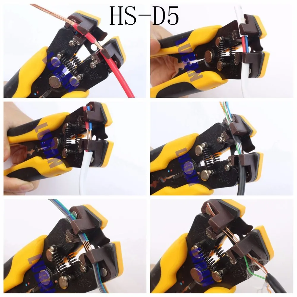 HS-D1 AWG24-10 (0.2-6.0mm2) Đa Năng Tự Động Kìm Tuốt Dây Cáp Tuốt Dây Uốn Dụng Cụ Cắt Cắt
