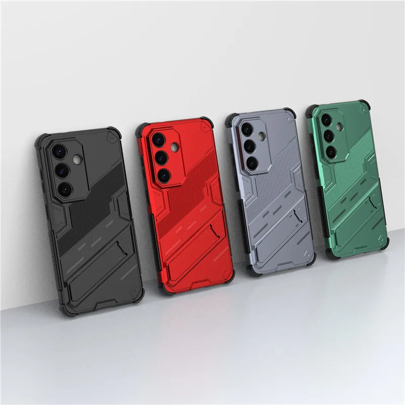 

For Samsung Galaxy S26 Case For Samsung S24 S25 S26 Cover Punk Style Hard Armor Bracket Shockproof Protective Bumper For S26 S25