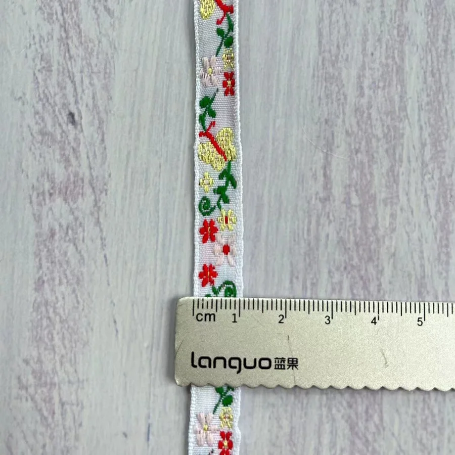 20 Yards/lot Ethnic Style Webbing Woven Jacquard Ribbon Butterfly flowers for Garment accessories  LS-2221 Width 1 CM