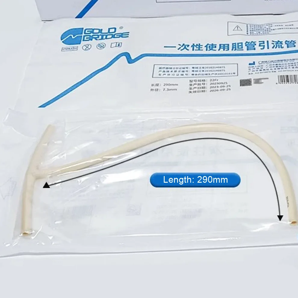 1pc T Drainage Tube Bile Duct Drainage Tube Disposable Latex T-Type Medical Cystic Duct Biliary Drainage Independent Packaging