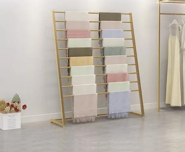 

Scarf display rack Wrapping paper storage rack Fabric shelf
