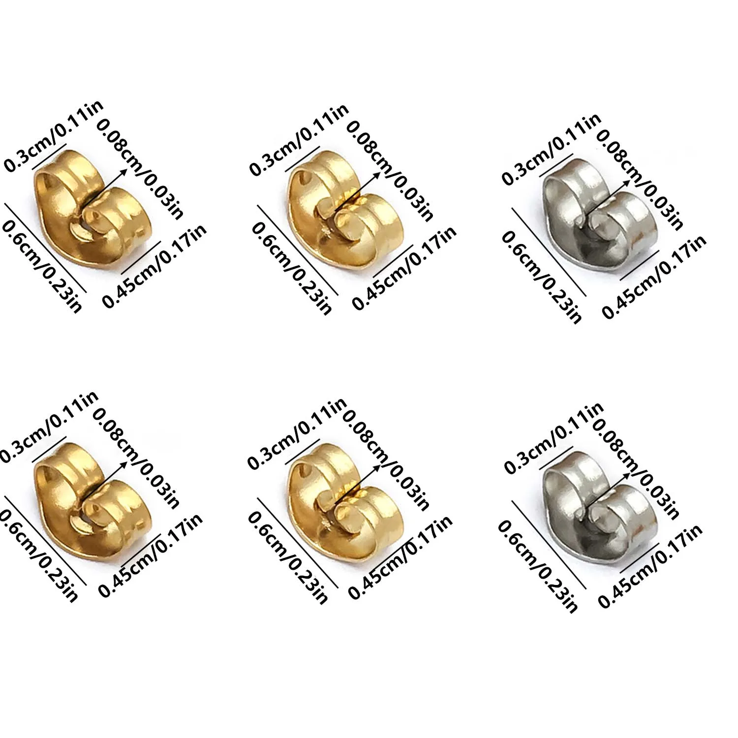 20pcs High Quality Stainless Steel Earring Back Plug Earring Settings Base Studs, for DIY Earrings Jewelry Making Accessories