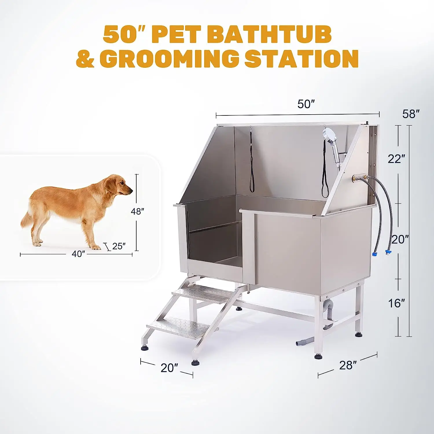 Wholesale Superior Stainless Steel Dog Grooming Bath Tub Dog Washing Station Bathtub Stainless Steel