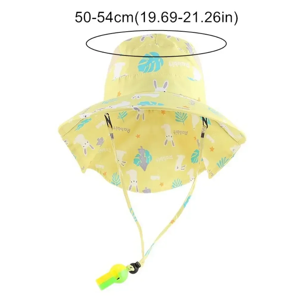 Bucket Cap Summer Baby Hat Neck Ear Cover Wide Brim Children's Sunscreen Hat Anti UV With Whistle Kids Beach Caps UV Protection
