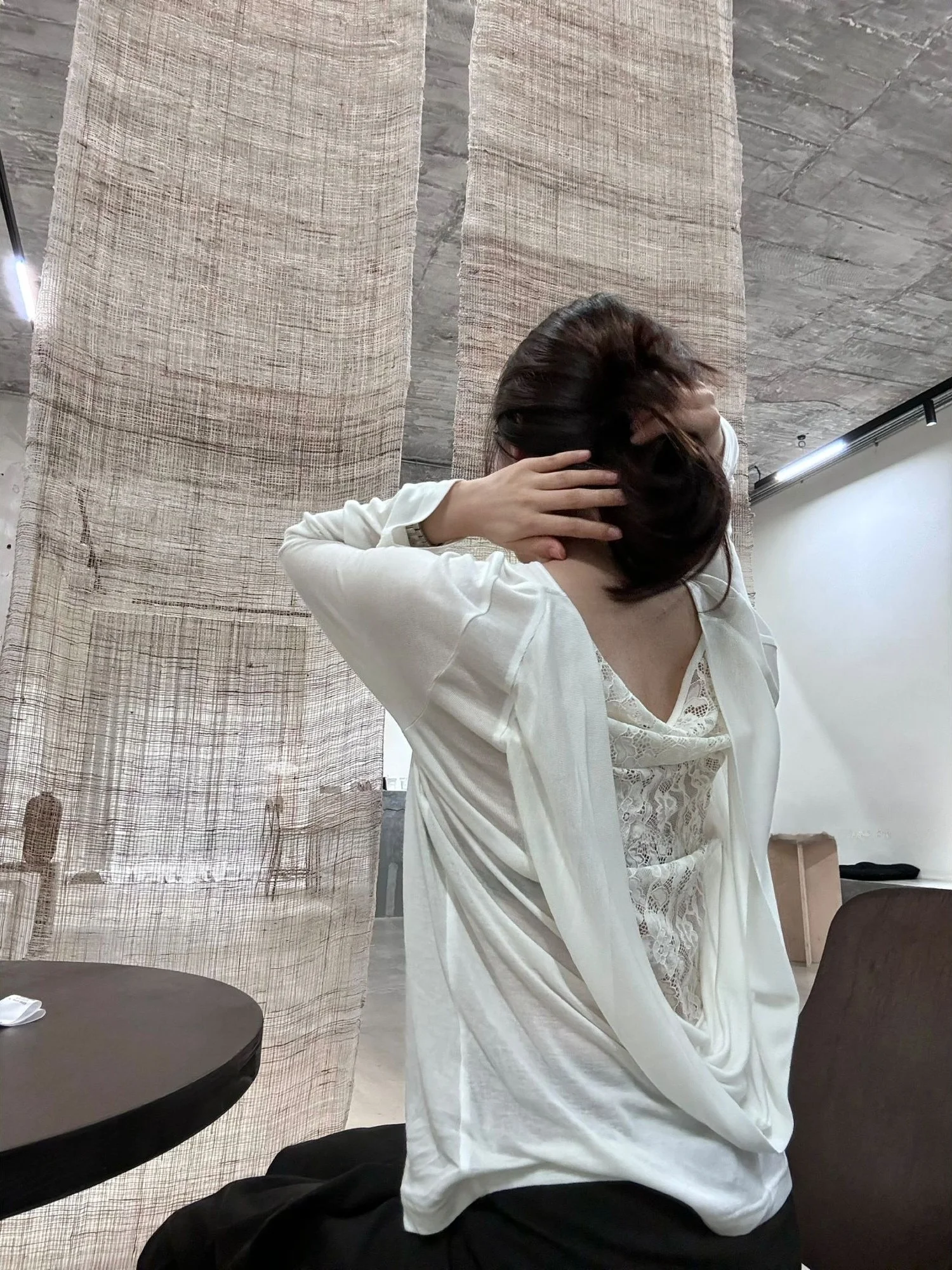 

Персиковый шерстяной кружевной широкий воротник Pure Desire Полупрозрачный свободный трикотаж Длинный све Sweet Nature French St...