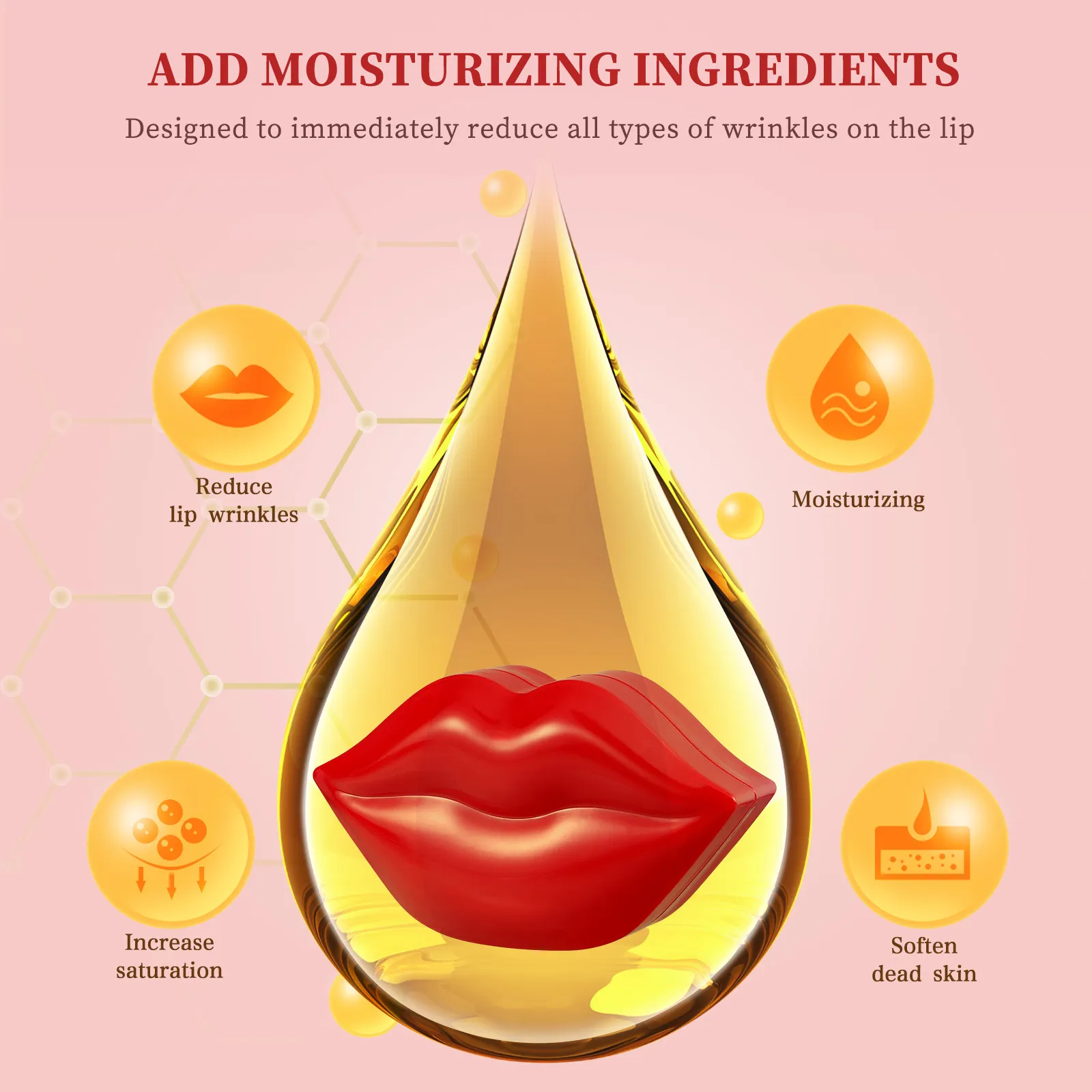20Pcs Lip Mask Gel Pads for Dry Lips Moisturizing Wrinkle Resistance Softening Hydration Lip Care Treatment Gift for Women