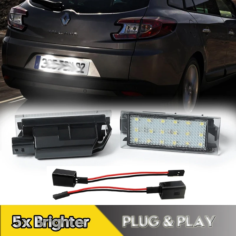 

2Pcs For Renault Clio Megane Laguna Espace LED Number License Plate Light Lamps Master Twingo Wind Kangoo Smart Fortwo W453