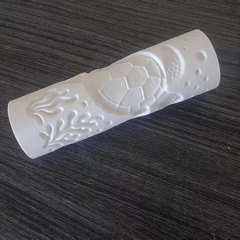 1pcs Seamless Texture Roller for Clay – Sea, Grass & Marine Patterns, No Carve, Plastic Pottery Tool