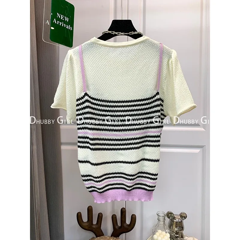 Sweet And Cute Party Ruffled Edge Short Sleeve A Two-Piece T-Shirts Girls Tshirts Short Folds Tops For Women